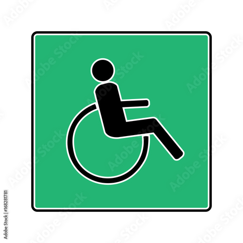 Disabled black sign in green square