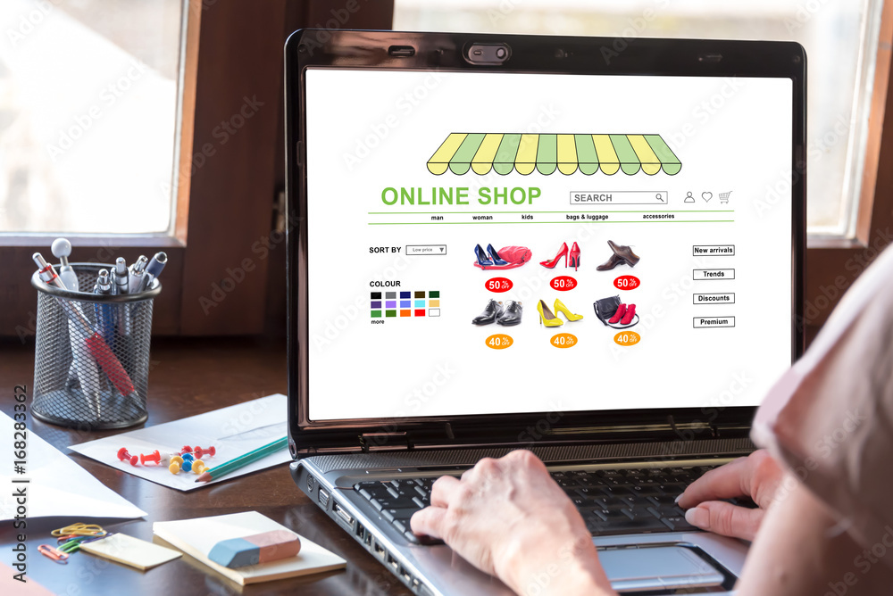 Online shop concept on a laptop screen