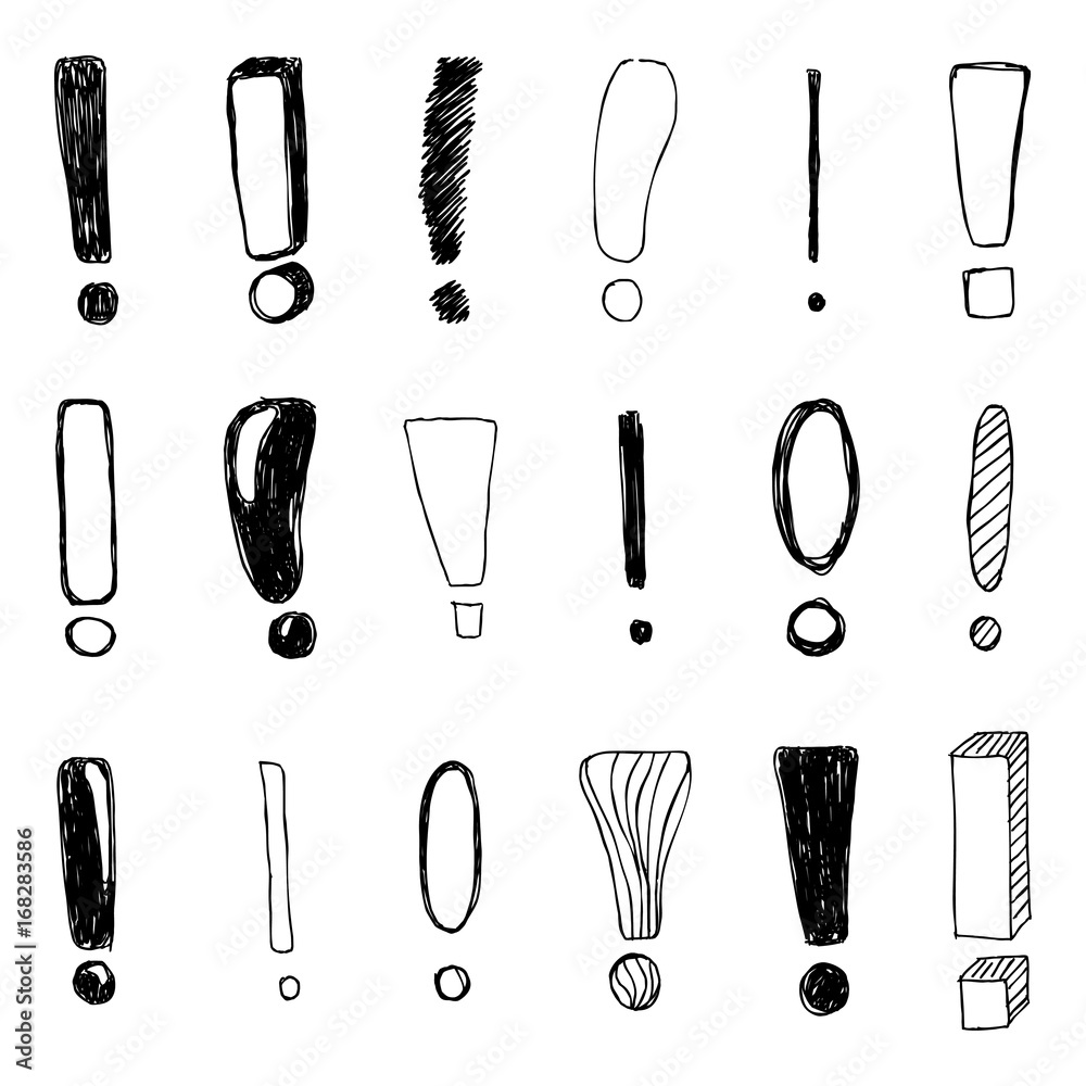 Set of hand drawn Sketch exclamation marks. Vector illustration Set of hand drawn Sketch exclamation marks. Vector illustration