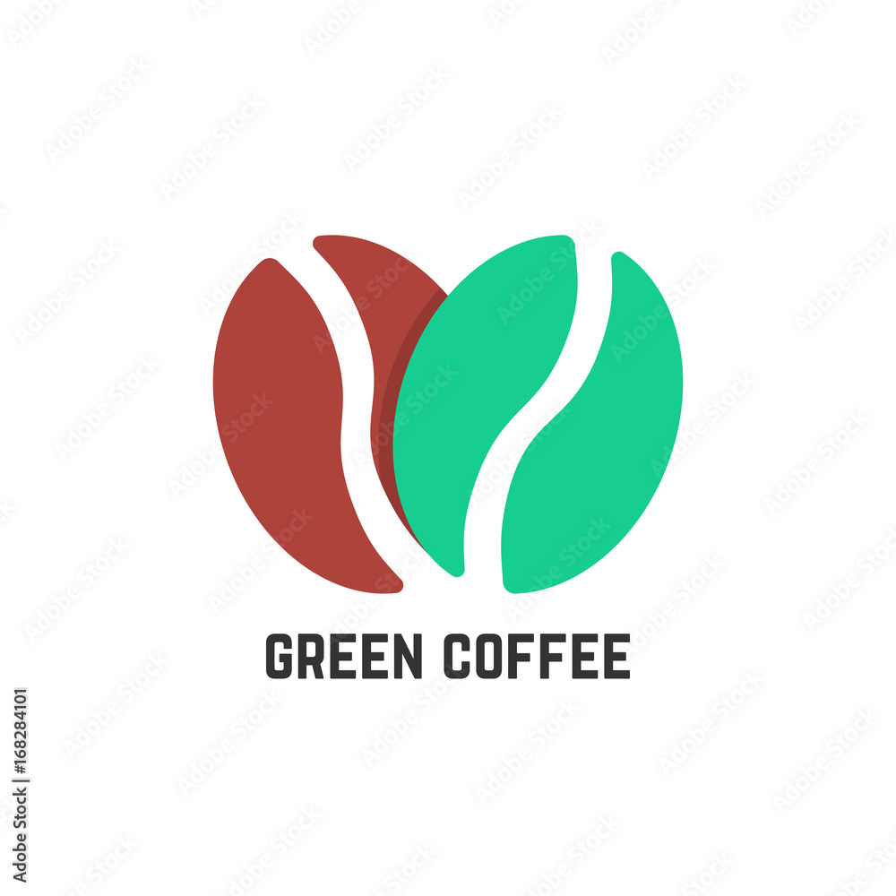 Obraz premium green coffee logo like beans