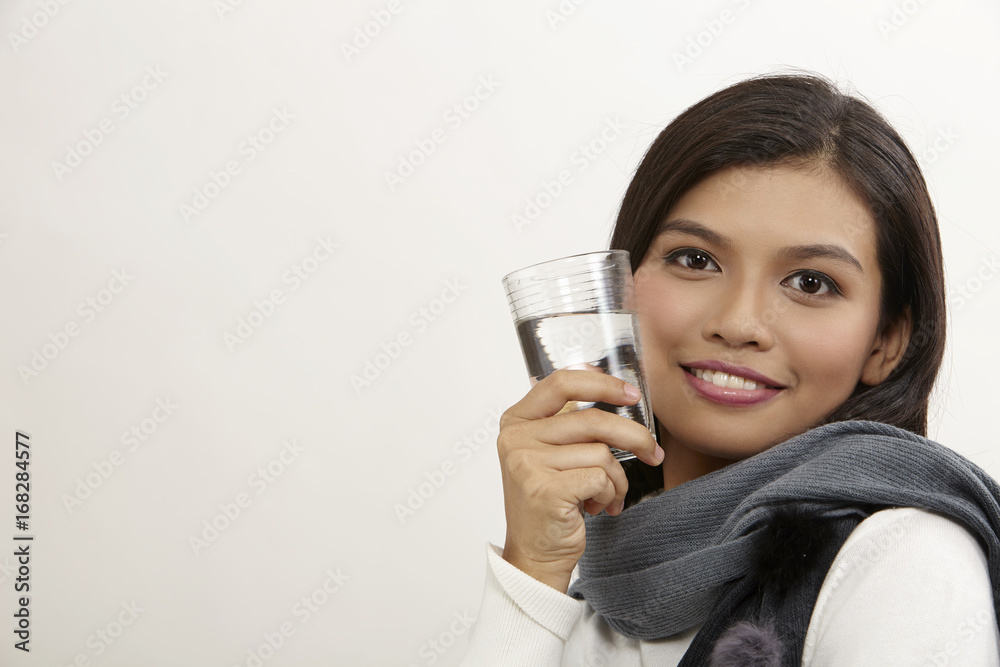 woman with glass of drinking water woman with glass of drinking water
