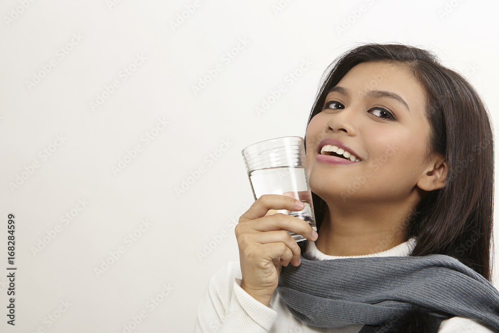 woman with glass of drinking water woman with glass of drinking water