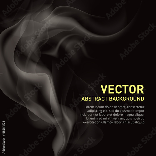 Realistic illustration of smoke on black background.