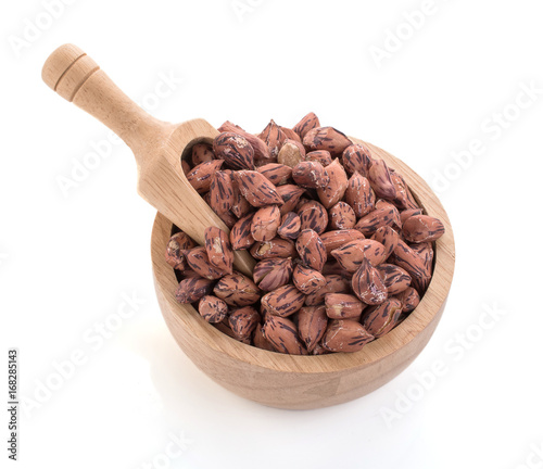 peanuts in a wood bowl