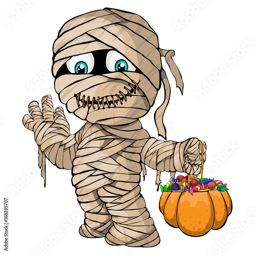 Vector isolated illustration of a merry mummy for Halloween