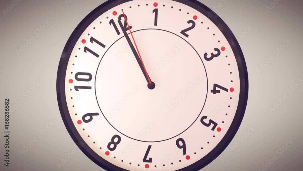 3d animation of Hands pointing to midday on clock face. 3d animation of Hands pointing to midday on clock face.