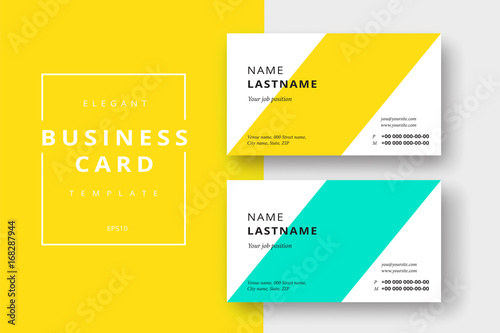 Trendy minimal abstract business card templates. Modern corporate stationary id layout with geometric lines. Vector fashion background design with information sample text.