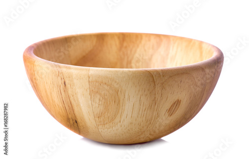Wooden bowl isolated on white