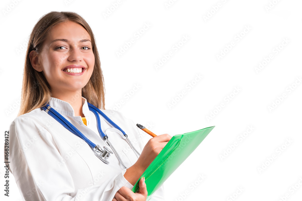 Smiling medical doctor woman with stethoscope. Smiling medical doctor woman with stethoscope.