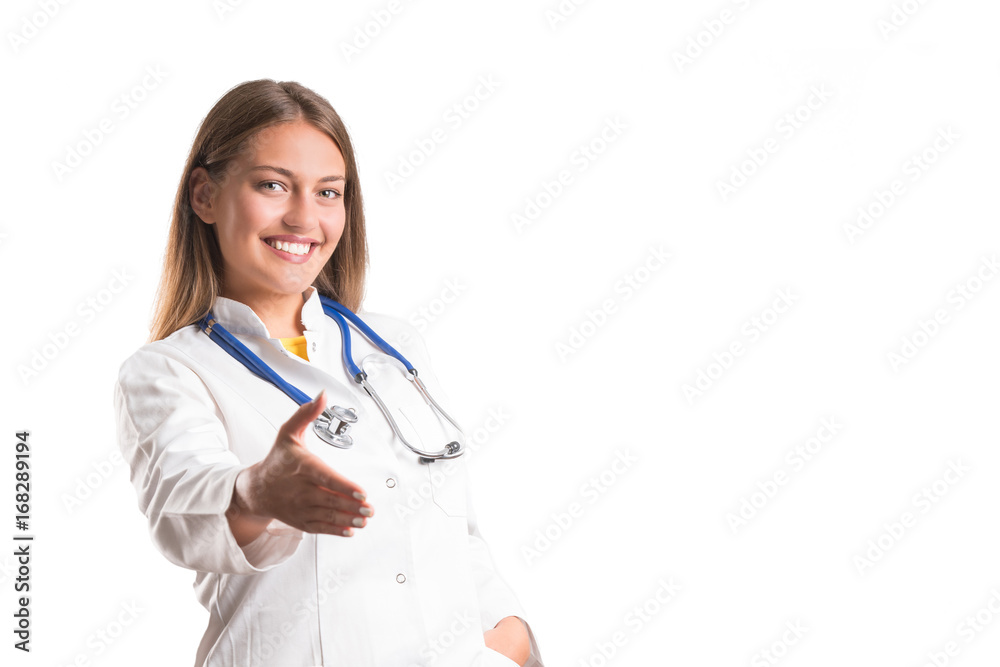 Smiling medical doctor woman with stethoscope. Smiling medical doctor woman with stethoscope.