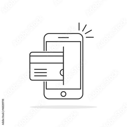 thin line mobile payment with smart phone