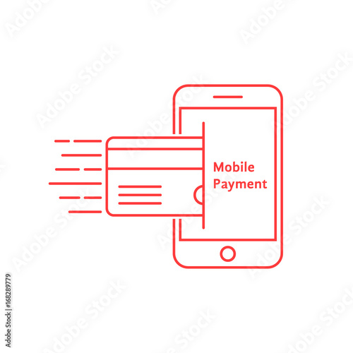 red thin line phone like mobile payment