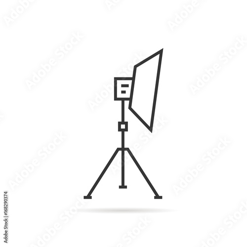 thin line soft box on tripod icon
