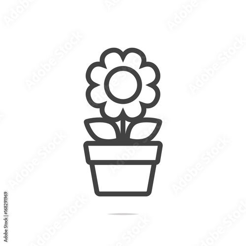 Fototapeta Naklejka Na Ścianę i Meble -  Flower in a pot vector icon