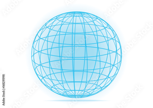 blue flat design vector world globe icon isolated on white background
