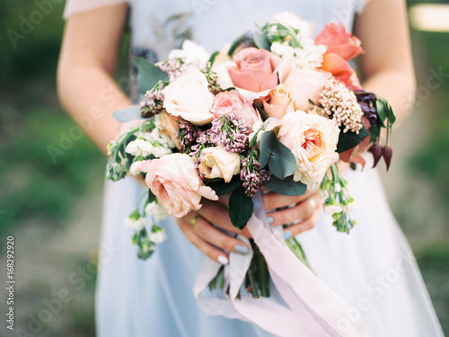 bouquet of flowers in brides hands
