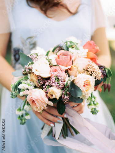 bouquet of flowers in brides hands