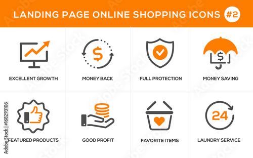Flat line design concept icons for online shopping, website banner and landing page
