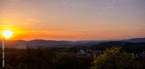 Majestic sunset in the mountains landscape. Czech republic. © snesivan
