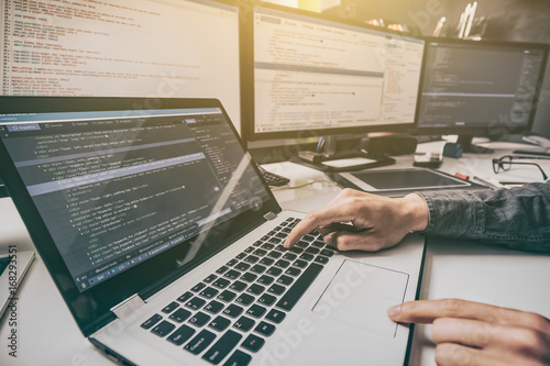 Obraz na płótnie Website design. Developing programming and coding technologies.