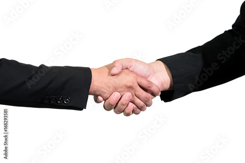 Business handshake and business people concepts isolated on white background.