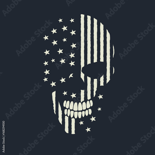skull made like the american flag