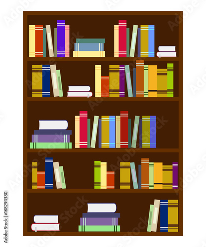 Vector shelf with books. Vector library