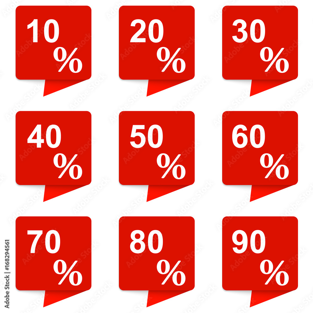 Collection of square banners of discount stickers Collection of square banners of discount stickers