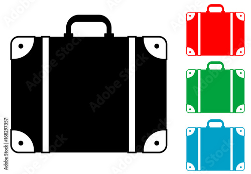Icono plano maleta en varios colores