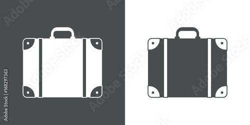 Icono plano maleta gris y blanco