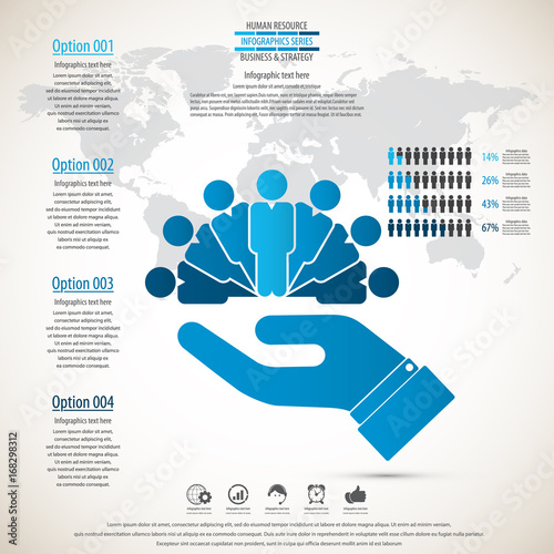 Business management, strategy or human resources infographic. Human resource icon. EPS 10 vector. Can be used for any project