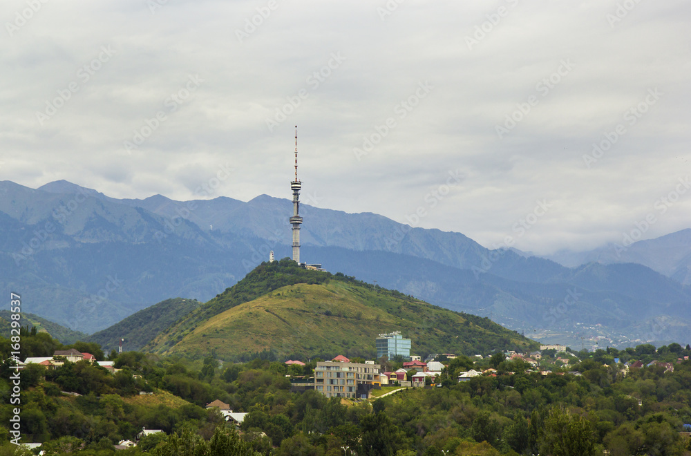 view of Communication tower on Kok Tobe hill, Almaty Kazakhstan.