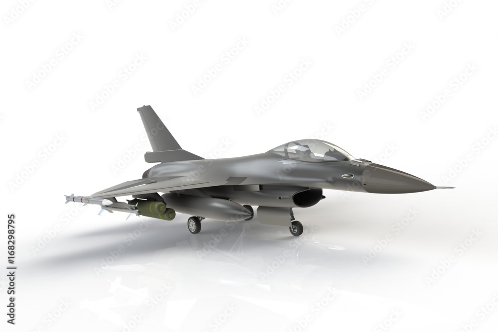 F16, american military fighter plane on white background, 3D rendering F16, american military fighter plane on white background, 3D rendering