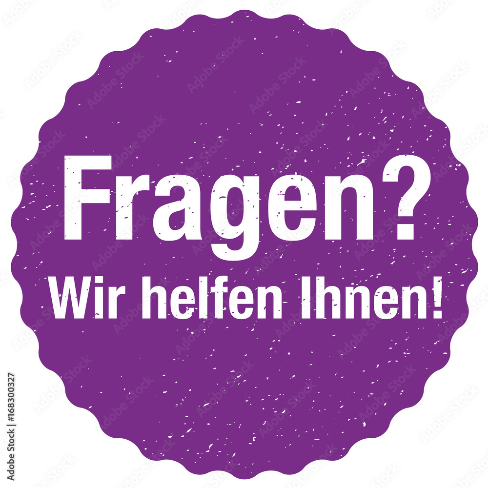 Obraz premium Fragen Wir helfen Ihnen! Sticker - Vektor - violett