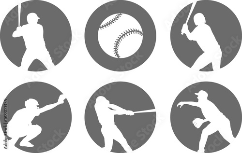 simple baseball icons set - vector