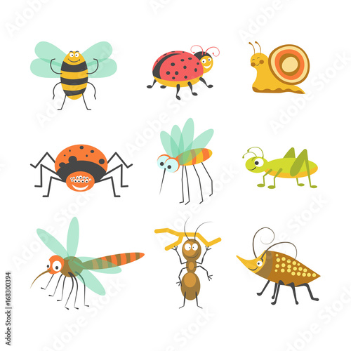 Funny cartoon insects and bugs vector isolated characters icons © Sonulkaster