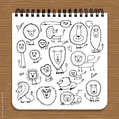 Notebook design, lions family sketch