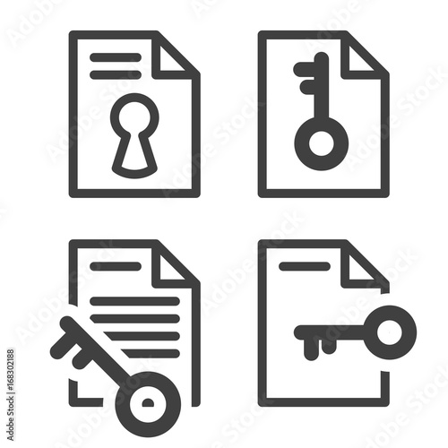 Locked file simple icon with key - secured document