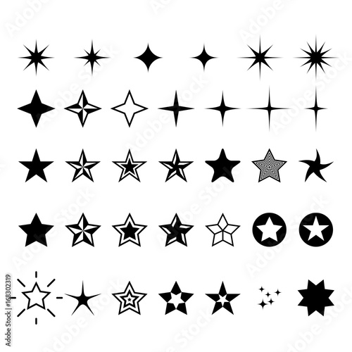 Star icons - rating, rank and decor star symbols