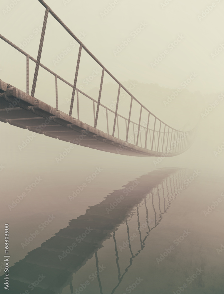 Fototapeta premium Bridge old wood over water