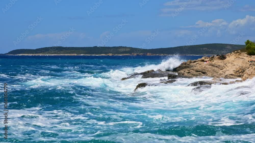 Rocky shore of the Adriatic sea after storm Rocky shore of the Adriatic sea after storm