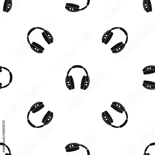 Headphones pattern seamless black
