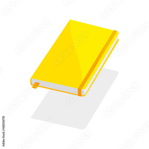 yellow notebook on white background blank paper cover vector illustration