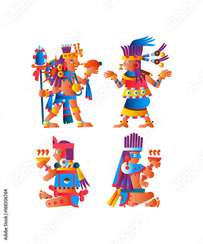 Vector illustration aztec warrior collection.