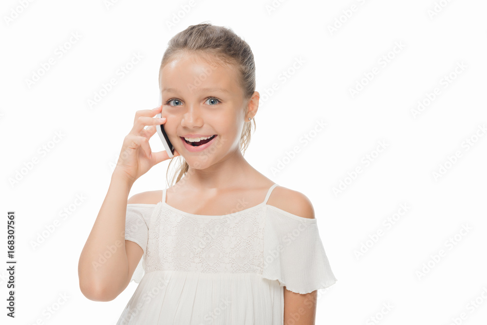 child talking on smartphone