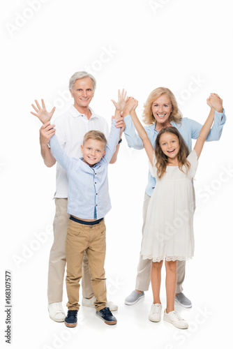 happy grandparents and kids