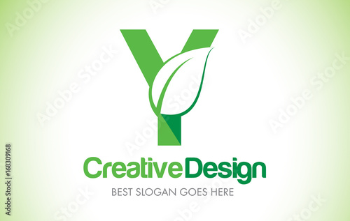 Y Green Leaf Letter Design Logo. Eco Bio Leaf Letter Icon Illustration Logo.