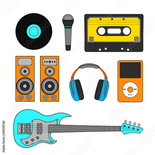 Set of musical elements. Vector illustration