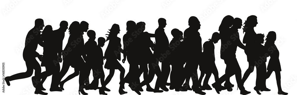 Vector silhouette of a crowd of people walking Vector silhouette of a crowd of people walking
