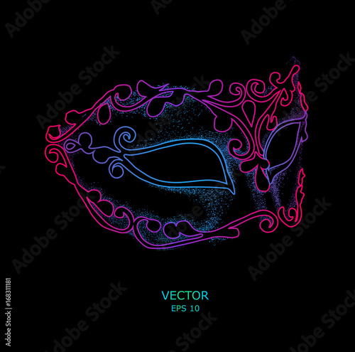 Sketch of Venetian masks. Accessory for masquerade or costume ball. Vector illustration